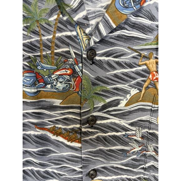 Harley Davidson Hawaiian Surfer Shirt XL Mens Vintage Hawaii Made in USA - Picture 5 of 10